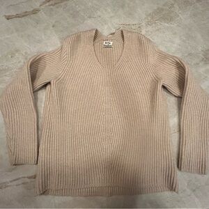 Acne Studios Kape Lambswool Ribbed V-Neck Sweater Size M